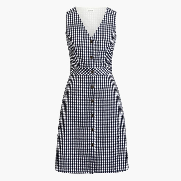 J Crew cotton blue-and-white checked dress, size 8 - Picture 1 of 6